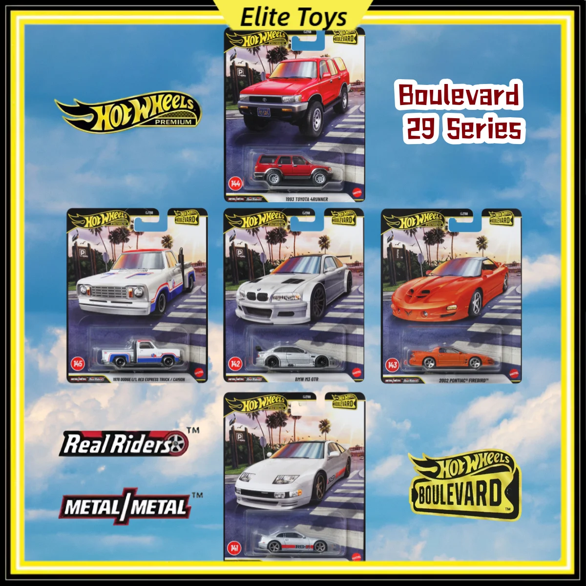 

Hot Wheels Premium New Boulevard 29 BMW M3 GTR Pontiac Nissan Toyota Dodge Alloy 1:64 Модель автомобиля Коллекционная литая под давлением игрушка-автомобиль