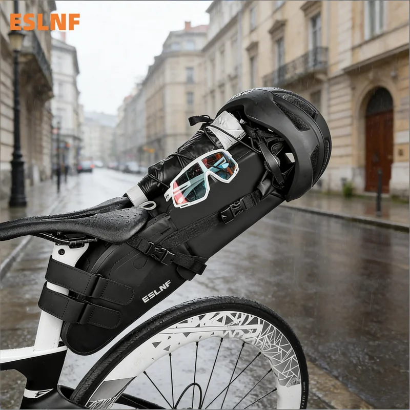 

ESLNF 10L большая вместительная водонепроницаемая велосипедная седельная сумка, светоотражающая MTB дорожная велосипедная сумка для спорта на открытом воздухе и путешествий