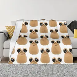 My Pet Alien Pou Flannel Throw Blanket Cute Cartoon Blanket for Bedding Car Super Warm Bedspread