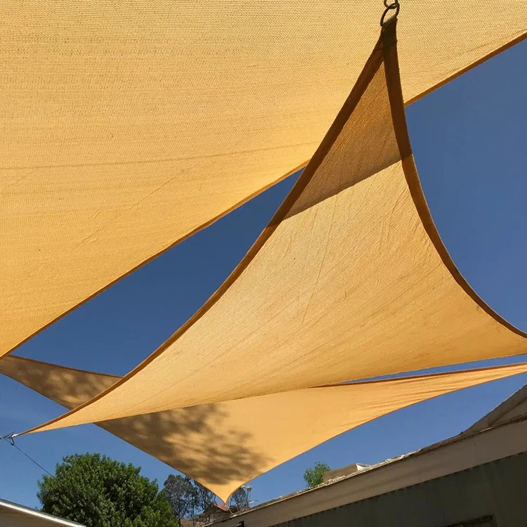160 180Gsm 185Gsm Beige Color Hdpe Outdoor Patio Roof Triangle Sun Uv Block Shade Shading Cloth Net Awning Sails for Garden