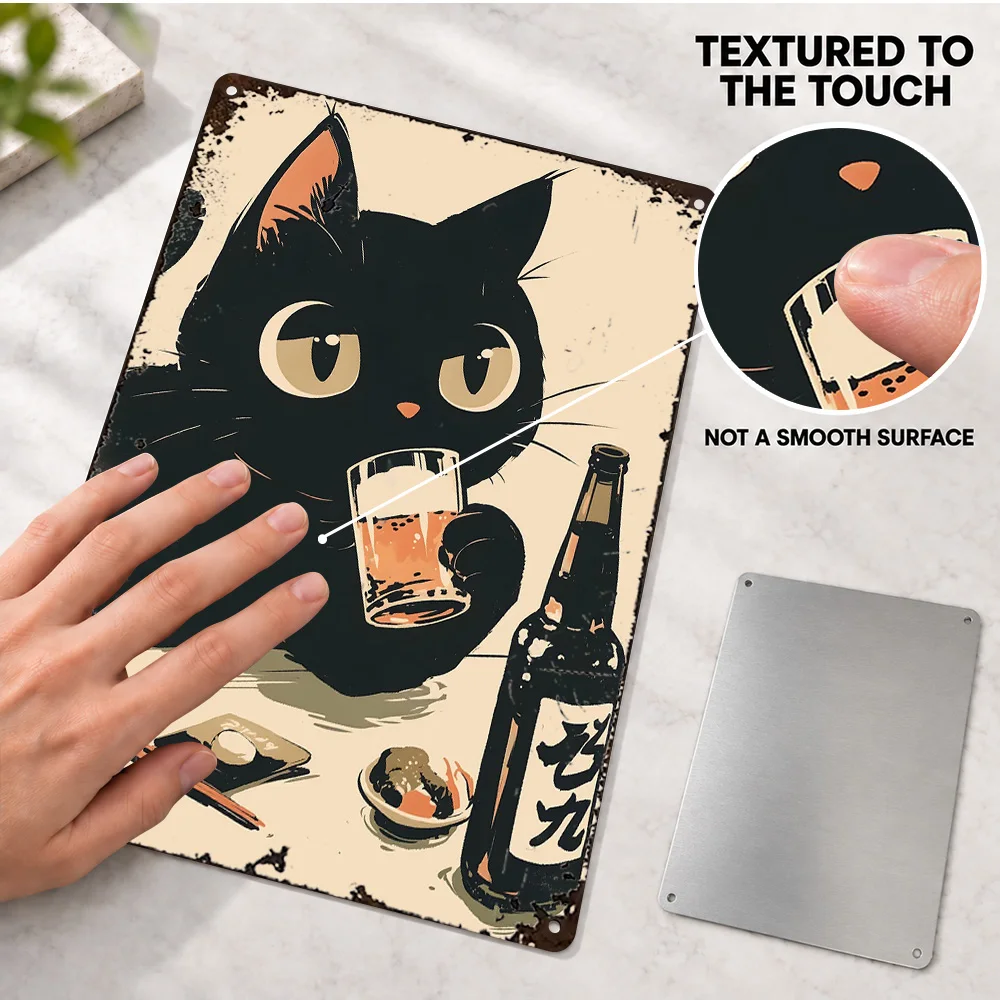 Funny Tipsy Cat Beer Printed Poster Classic Bar Graphic Wall Art For Dining Room Customized Aluminum Metal Sign Bartender Gift