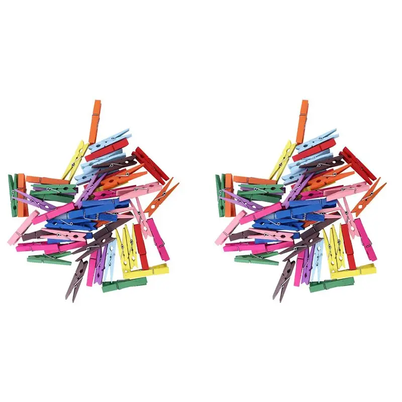 EYFL-3-Inch Large Natural Colorful Wooden Clothespins, Set Of 100 Pins, Assorted Colors