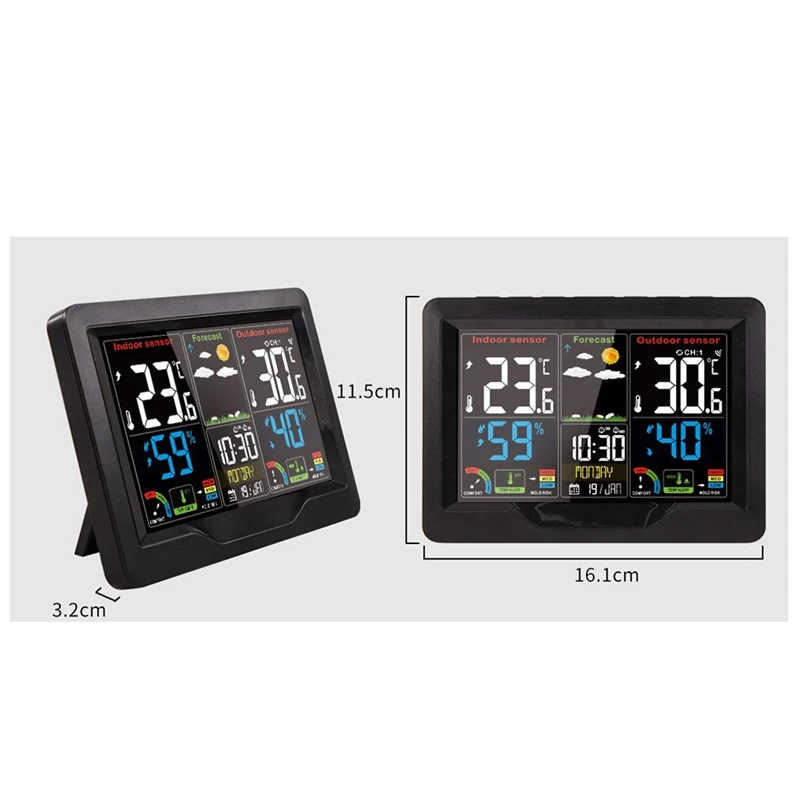 Weather Station Digital Thermometer Outdoor Temperature Humidity Alarm Clock Wireless Sensor Low Temperature Home
