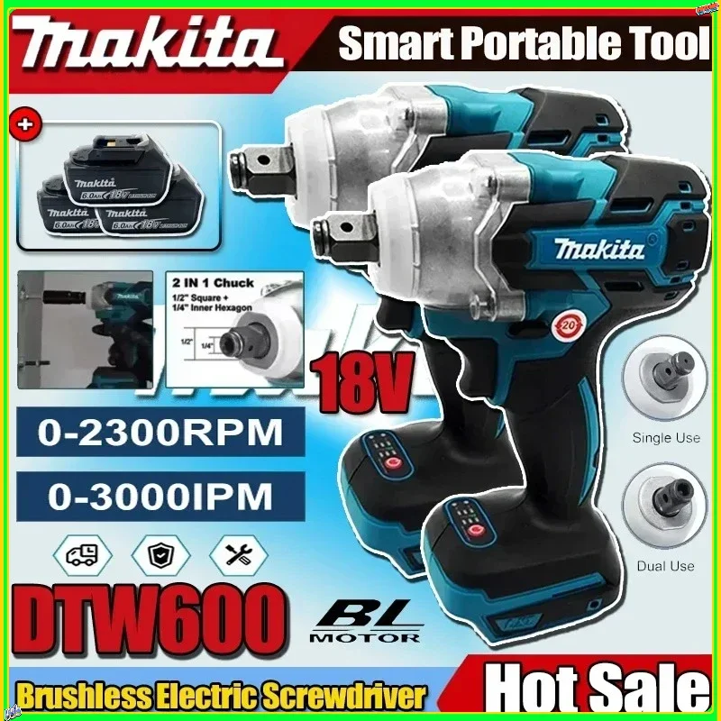 

Makita DTW600 Brushless High Torque Rechargeable Electric Wrench Impact Wrench Cordless Auto Repair Power Tools For 18V Battery