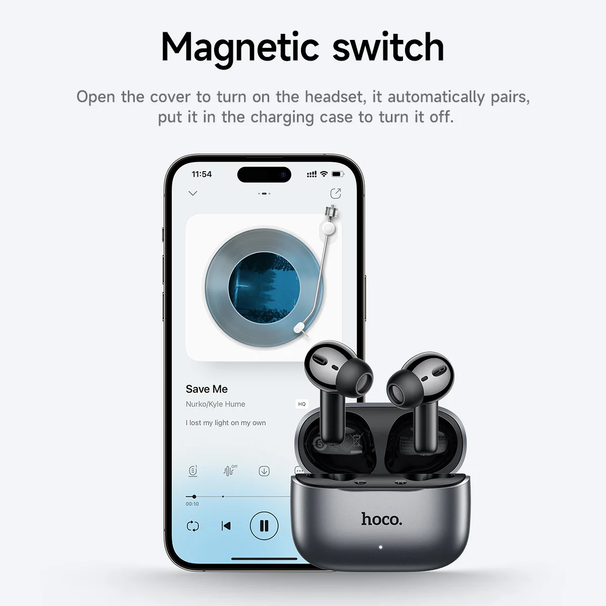 HOCO EQ27 Smart AI Translation Headset ANC,ENC Noise Cancelling with APP Control Function Wireless Earphones Portable Headphones view 6