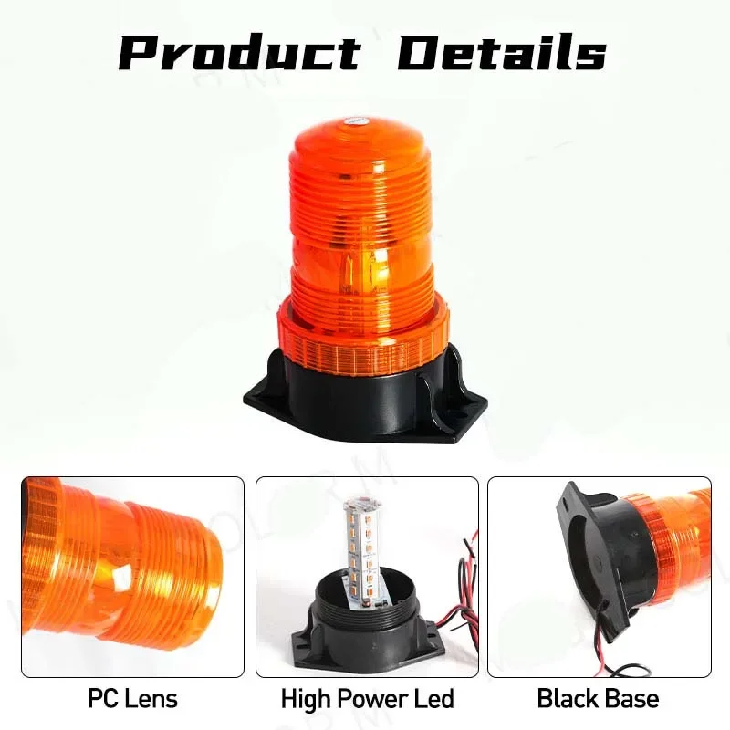 12-24V 48V 60V 80V 30 LED High Power Emergency Warning Flash Strobe Light Beacon for Forklift Truck School Bus Amber Blue Red