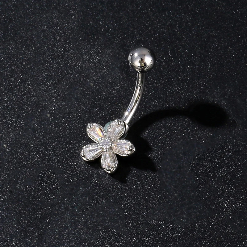 Anel de piercing de barriga sexy para mulheres, borboleta de aço inoxidável-flor Nexus, joias da moda corporal