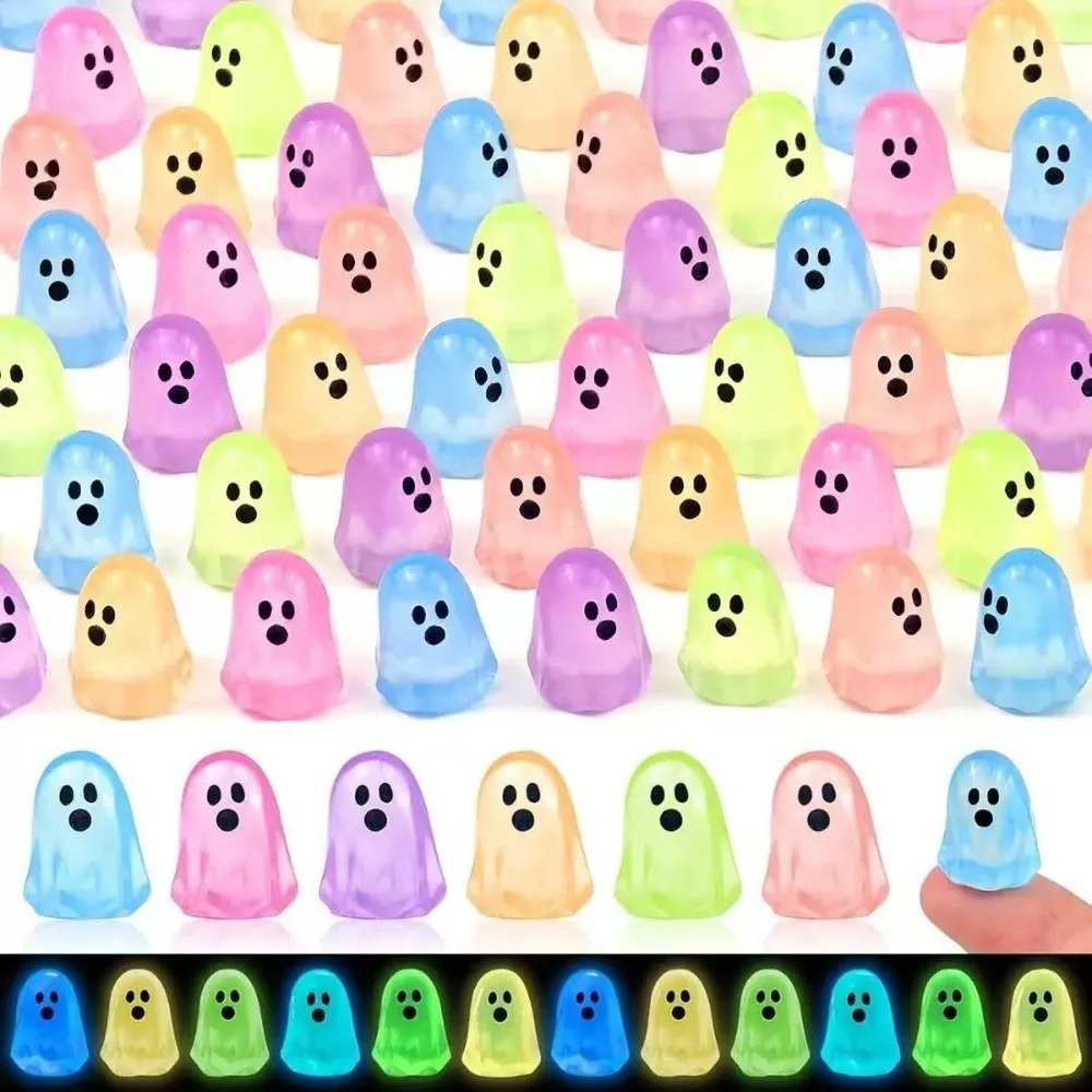 12 PCS/SET Transparent Glow in The Dark Ghosts Creative Cute Ghost Ornaments Resin Miniatures Ghost Micro Landscape