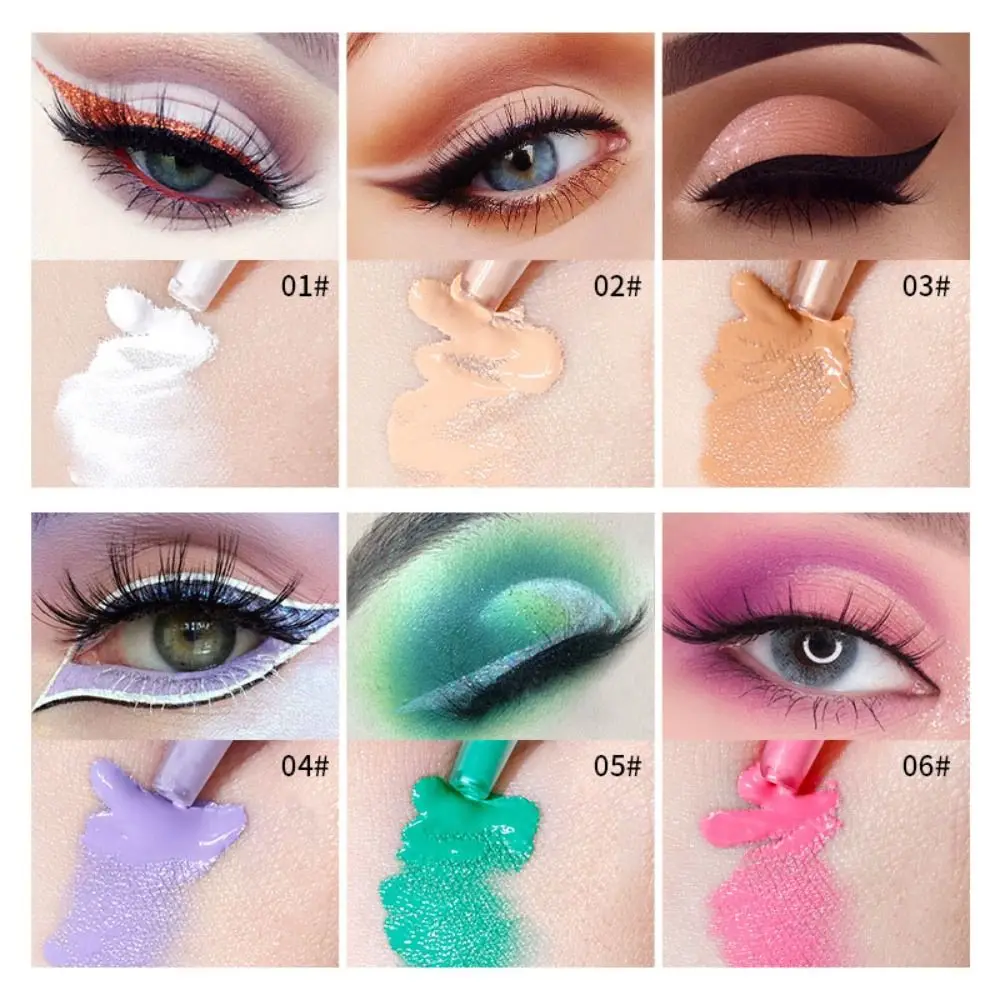 Herramienta de maquillaje de 6 colores para mujer, crema de imprimación de ojos, corrector de ojos, Base líquida, sombra de ojos