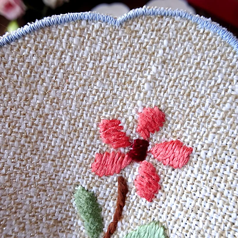 قطعتان من كوب التطريز الصوفي المصنوع يدويًا من القطن والكتان، رقعة وسادة إبداعية سميكة 10 سم