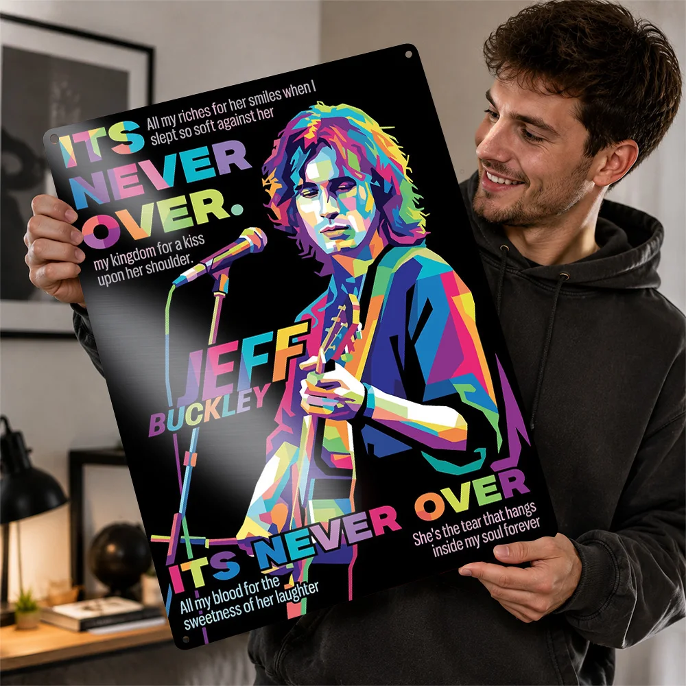 Jeff Buckley Color Block Textured Poster Customized Metal Tin Sign Alternative Stage Design Wall Art Enhances Listening Lounge
