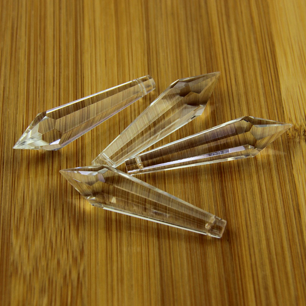 10Pcs/lot 55mm Clear Glass U-Icicle Drops K9 Crystal Prism Pendant Chandelier Parts For Bead Curtain Accessories