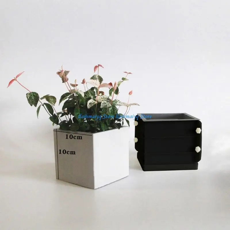 

573B Concrete Flowerpot Mold Large Sqaure Resin Plants Pot Silicones Molds