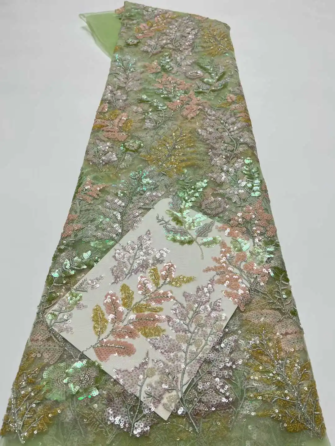 Luxury African Lace Fabric 2026 High Quality French Sequins Embroidered Lace Fabric For Nigerian Beaded Party Dress