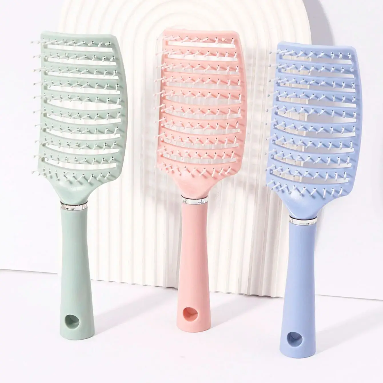 

3pcs multi-color hollow hair brush, scalp massage comb - ergonomic handle Special for real hair wigs