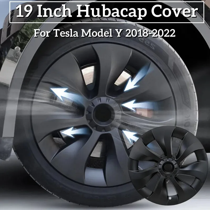 4PCS Hub Cap Car Replacement Wheel Cap 19 Inch Performance Automobile Hubcap Full Cover Accessories for Tesla Model Y 2023 2024