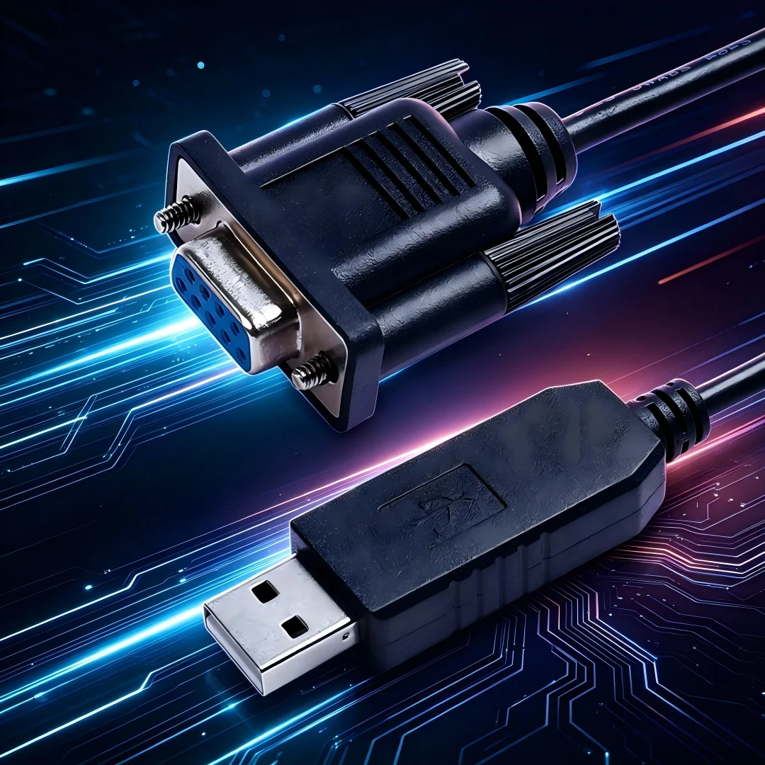 Silicon Labs CP2102 USB to RS232 Serial Adapter Cable – DB9 Female Null Modem & Standard Pinout for POS, Printer, Industrial PC