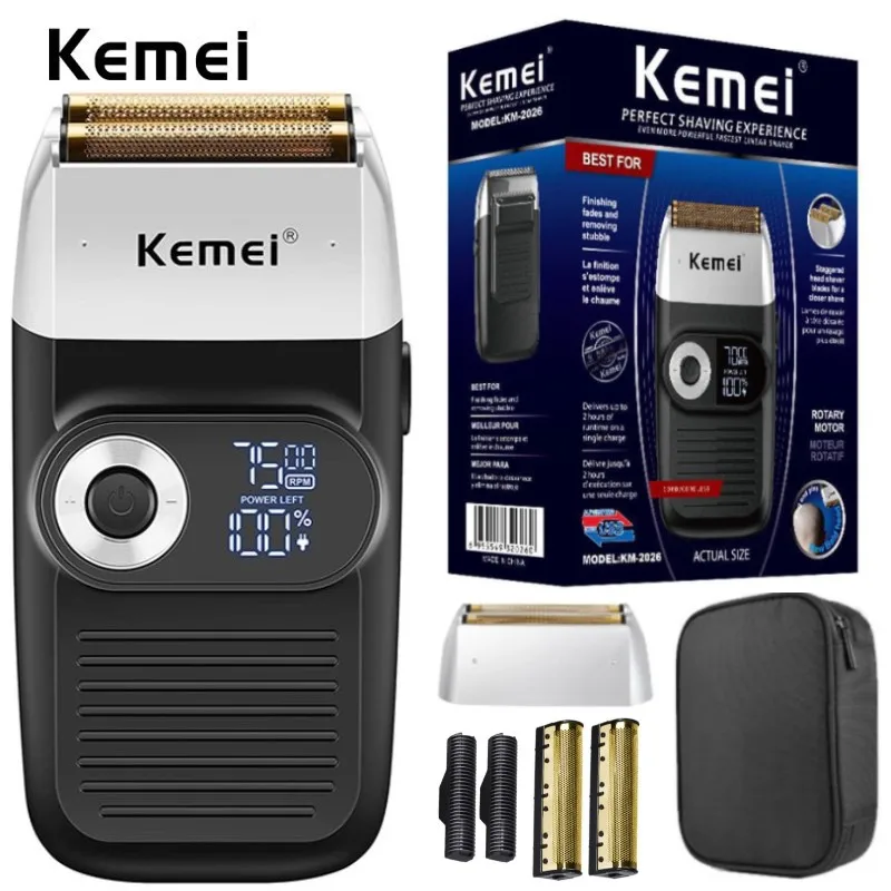 

Kemei KM-2026 Powerful Barber Pro Electric Shaver for Men Hair Beard Electric Razor Balds Head Shaving Machine Finishing Fades