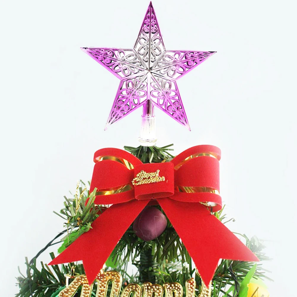 

3pcs 20Cm Christmas Tree Star Topper Hollow Out Decorative Ornament For Holiday Party Home Hotel Bar Decoration Gradient Purple