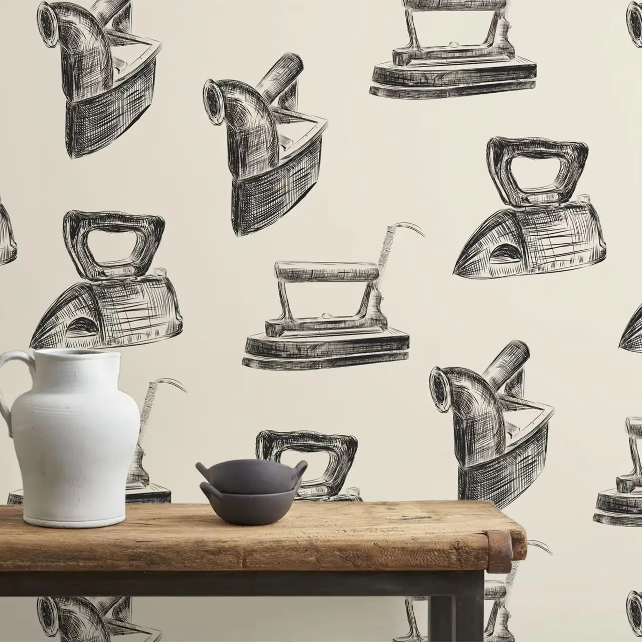 

Дизайнерские обои Irons Design, самоклеящиеся, настенный декор, настенная роспись для декора прачечной, самоклеящиеся или традиционные обои