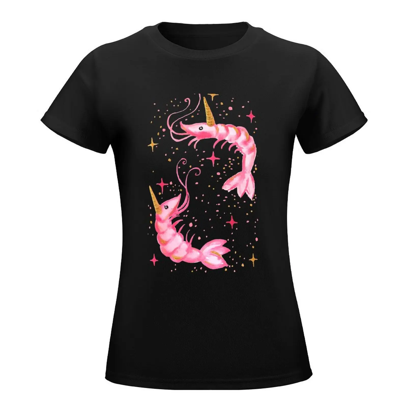 Uni-Prawn In Space - Black T-Shirt aesthetic clothes tops Woman clothing