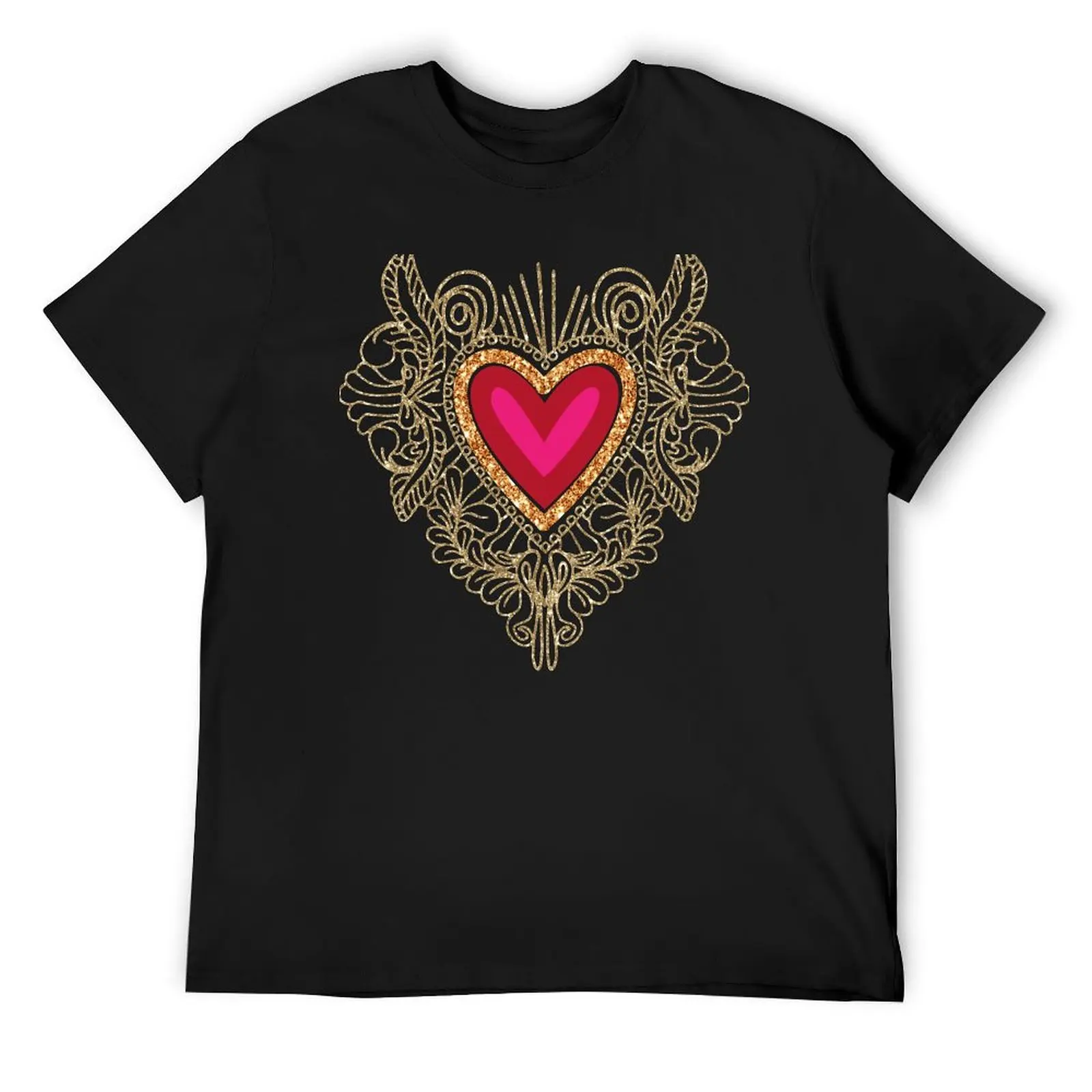 Heart Baroque Art T-Shirt rapper graphic tees shirts graphic plus size clothes plain black t shirts men