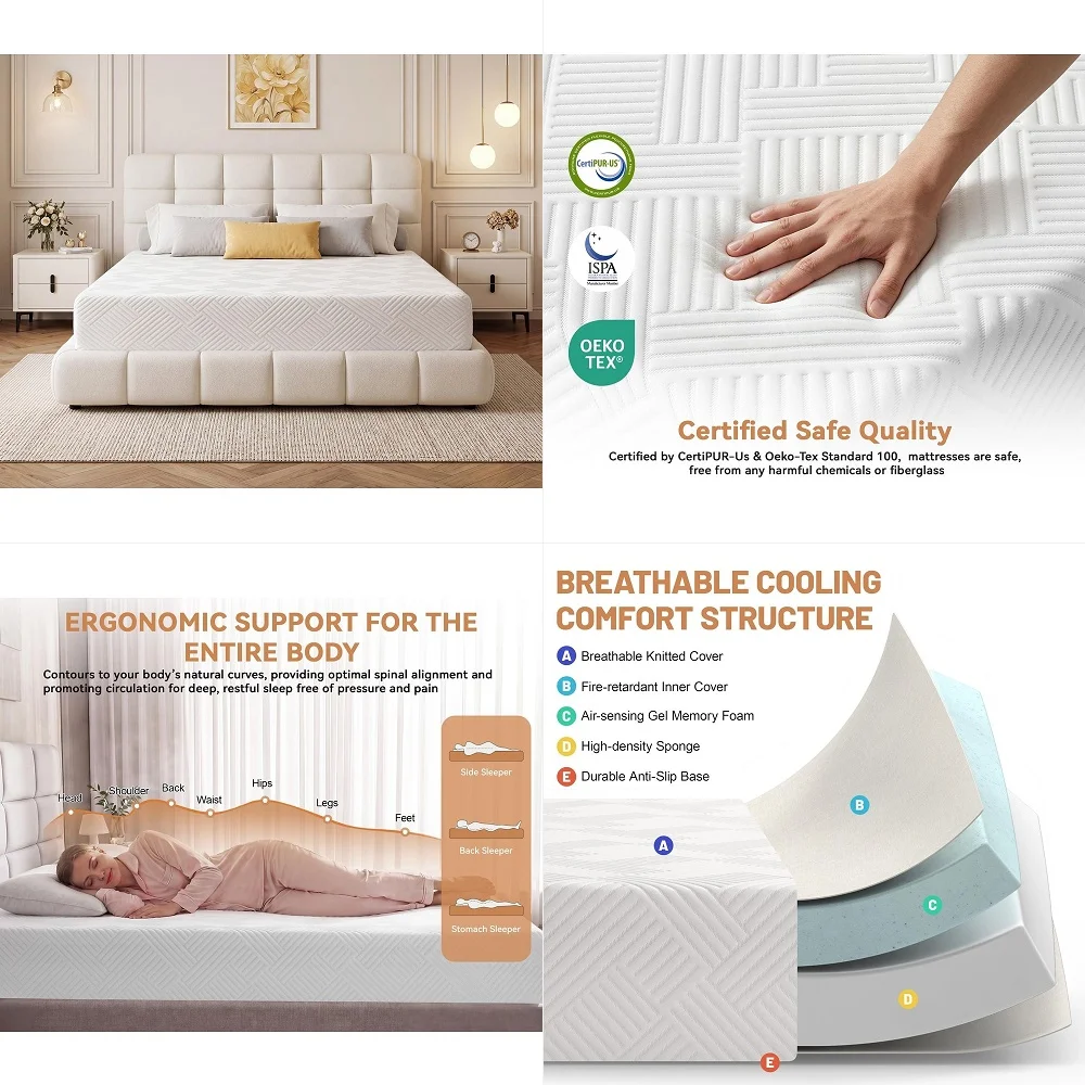 

King Size Mattress 8 Inch, Medium Firm Memory Foam Mattress in a Box for Back Pain Relief, Cool Sleep with Gel Foam, Removeable