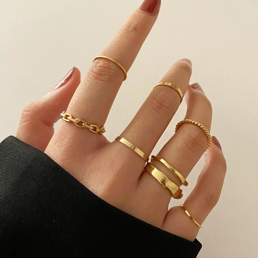 Punk Hot Selling Hollow Out Geometric Rings Set For Women Fashion Cross Open Ring Hip-Hop Ring 2021 Woman Fine Jewelry Gifts