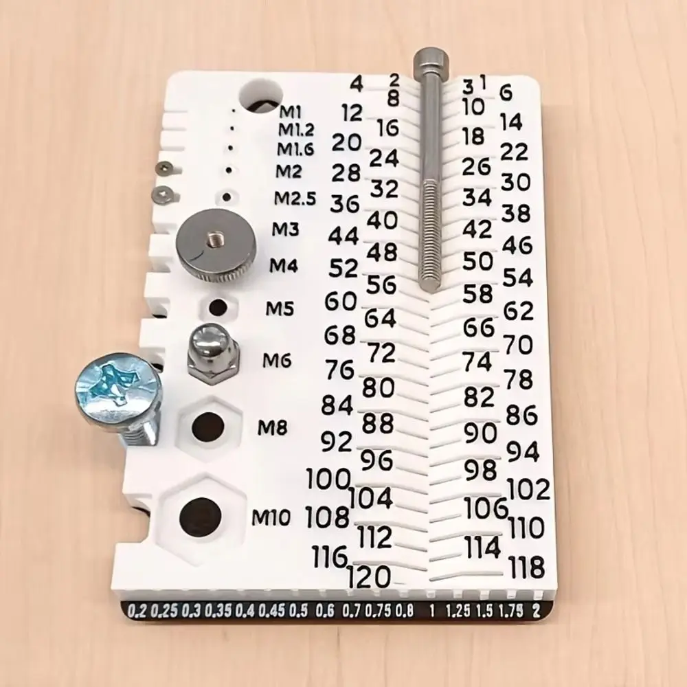 1Pcs M1-M10 Screw Measuring Tool PLA Plastic 12.5x8.5cm Wire Gauge Measuring Card White Orange 0.2-2.0mm Pitch Scale