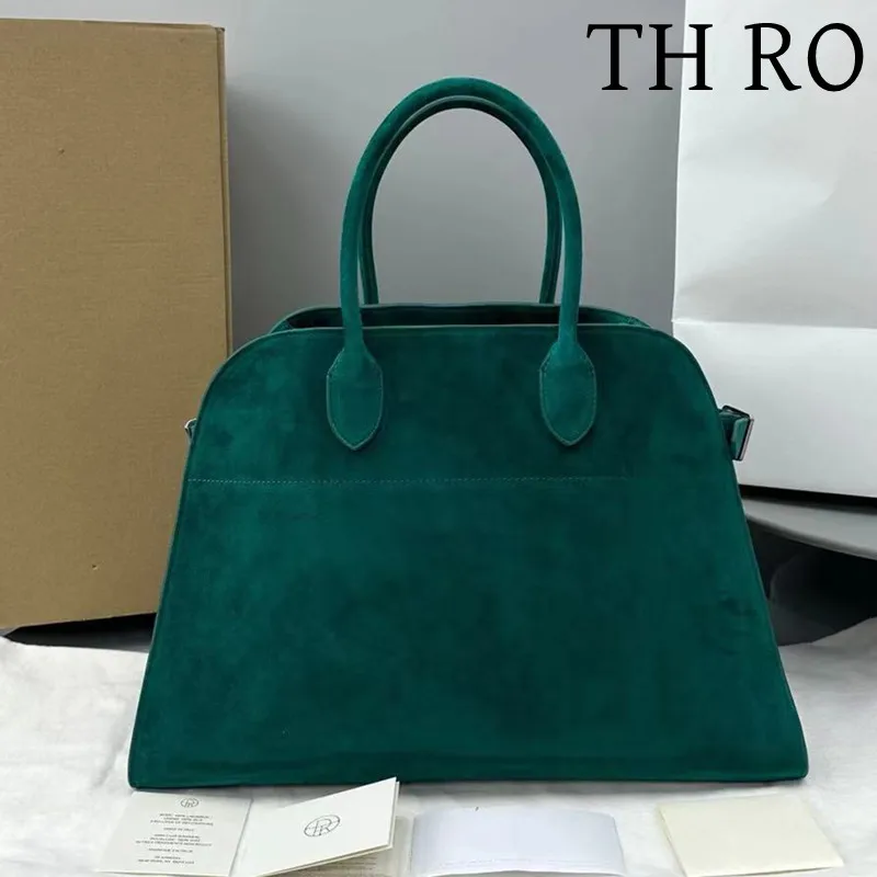 TH RO Classic Women's Handbag Women's 15 inch Margo Green Suede Silver Hardware Accessories Large Capacity Handbag