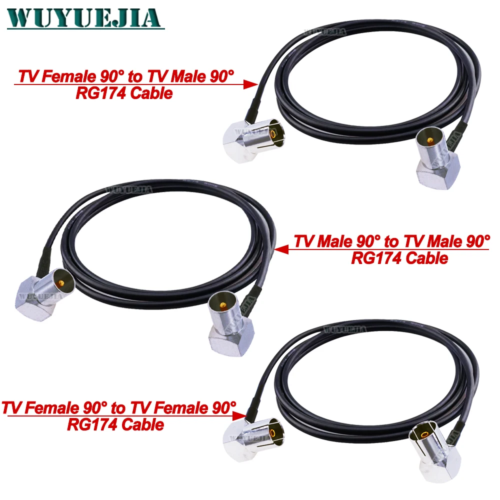 

1Pcs TV Type Connector RG174 Coaxial Cable TV Male Right Angle Plug to TV Female Right Angle Jack Pigtail Coaxial Jumper 10CM~5M