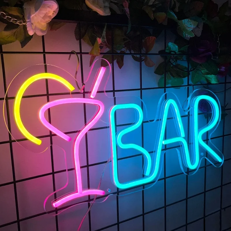 Cocktails Bar Neon Sign Handmade LED Neon Lights Signs for Man Cave Bar Home Pub Cafe Decoration LED Wall Art Neon Light