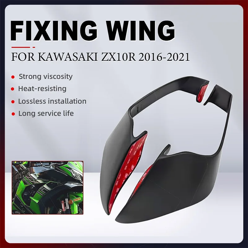 Motorcycle Fairing Fixed Wing For Kawasaki ZX-10R ZX10R ZX 10R 2016-2021 ABS Carbon Paint Side Winglet Cowl Aerodynamic Wing