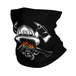 Firefighter Skull Neck Gaiter Men Women UV Face Shield Winter Fireman Fire Rescue Bandana Scarf for Hiking