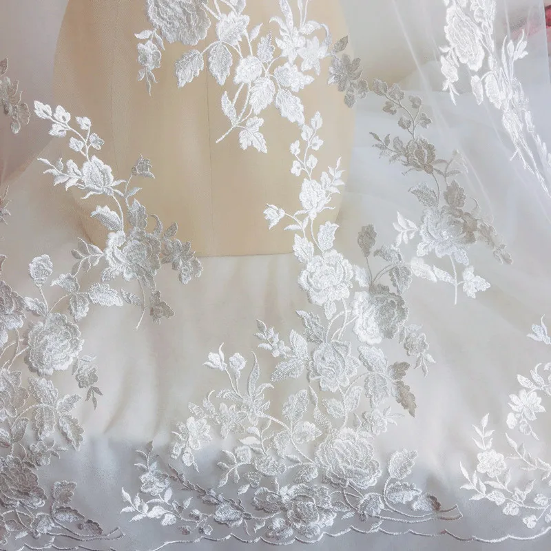 French Embroidered Lace Fabric, Beautiful Flower, Romantic Wedding Sequins, DIY Dress, RS558