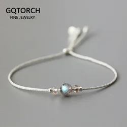 Bracciale fatto a mano in pietra di luna, corda sottile con perline in argento sterling 925 di cristallo naturale, braccialetti personalizzati per le donne