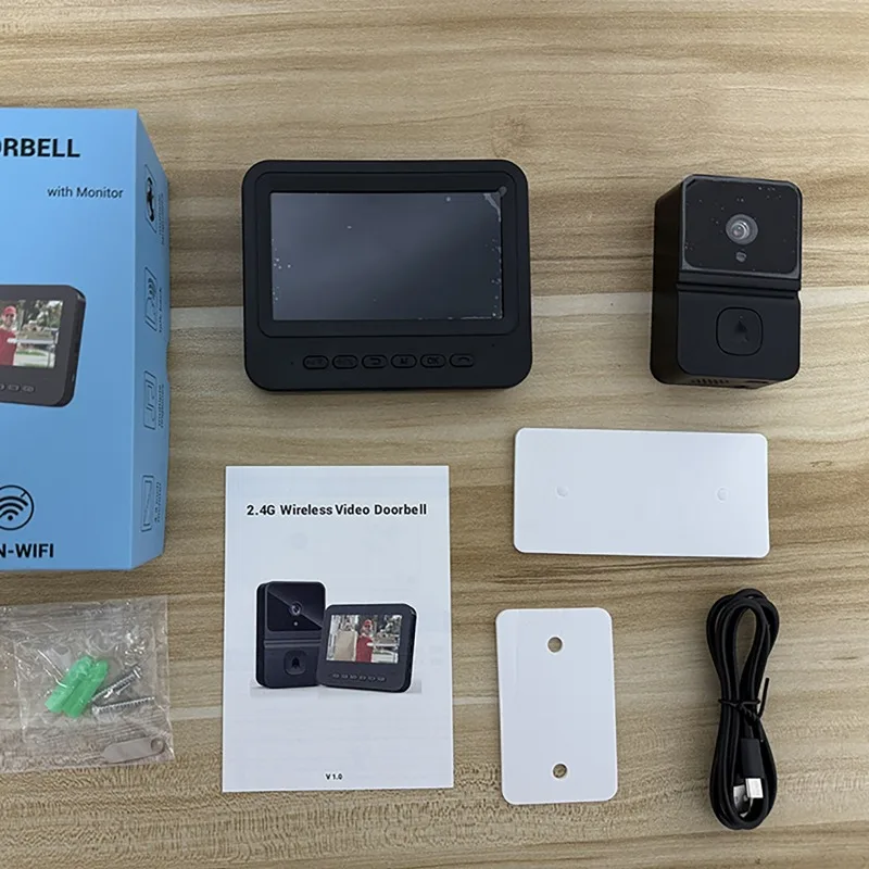2.4G WiFi Wireless Video Doorbell 4.3Inch IPS Display HD Outdoor Phone Door Bell Camera Security Intercom Protection Door Bells