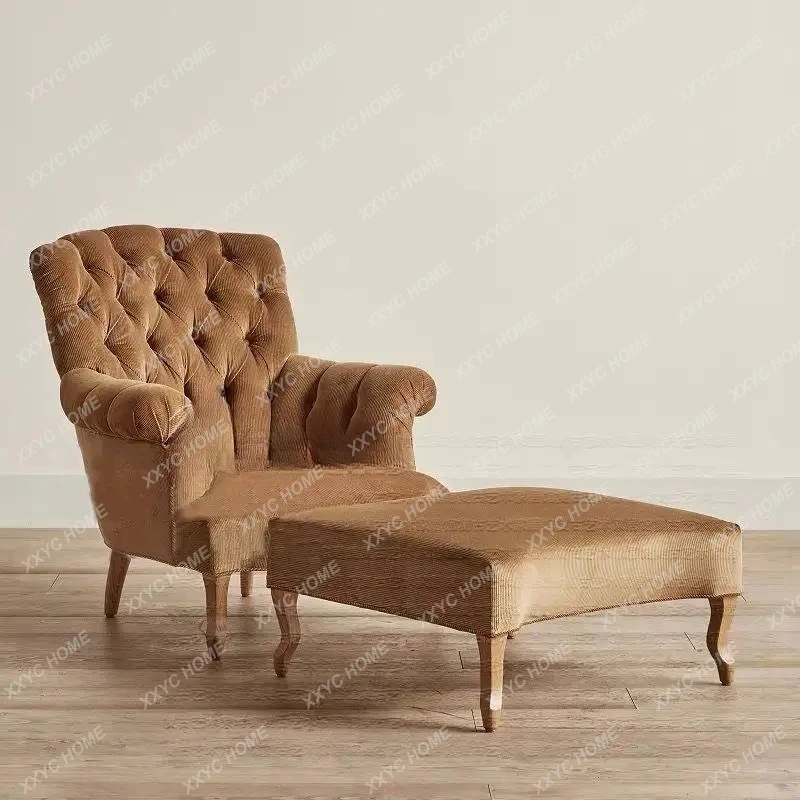 Q Discount  retro fabric single sofa chair  country high back tiger chair leisure living room armchair corduroy