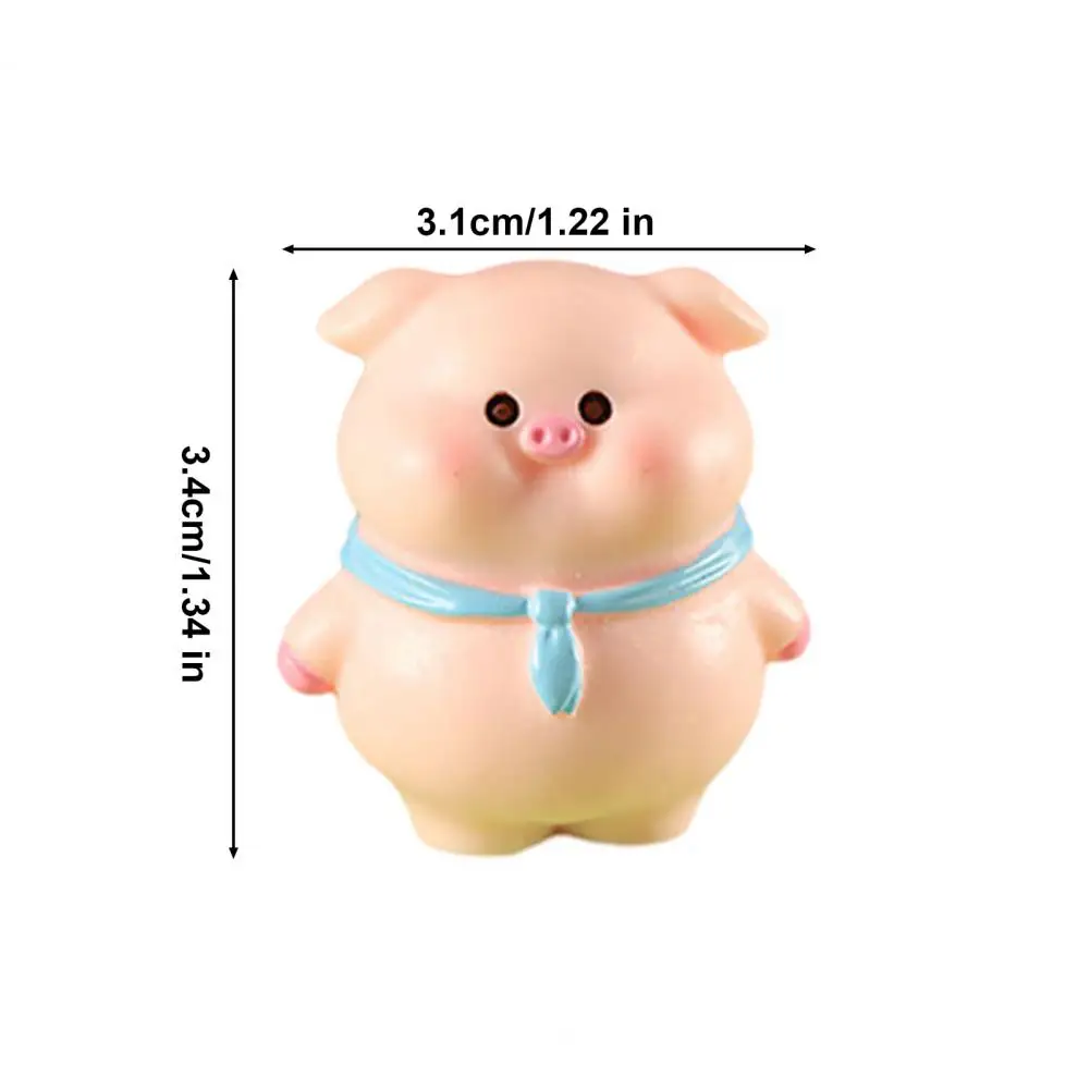 4cm Pig Ornament Small Pink Piglet Synthetic Resin Figurine With Raincoat Yellow Duck Micro Landscape Mini Rubber Toy Ornament