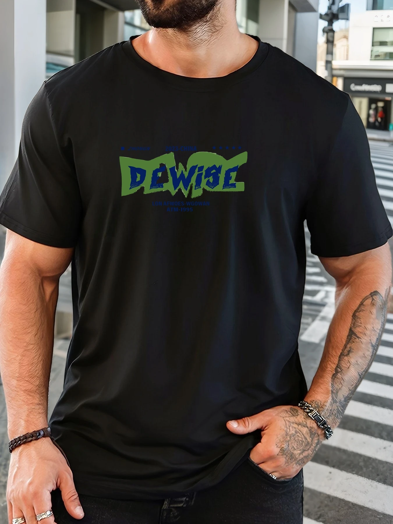 

Men's 100% Cotton Printed T-Shirt DEWISE Pattern Summer Casual Oversized Round Neck Short Sleeve Comfortable Daily Wear Tee