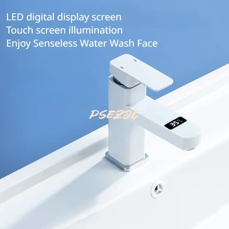 Household Bathroom Wash Face Digital Display Temperature Control Faucet Dual Connection Bathroom Tap Water Cold and Hot Faucet