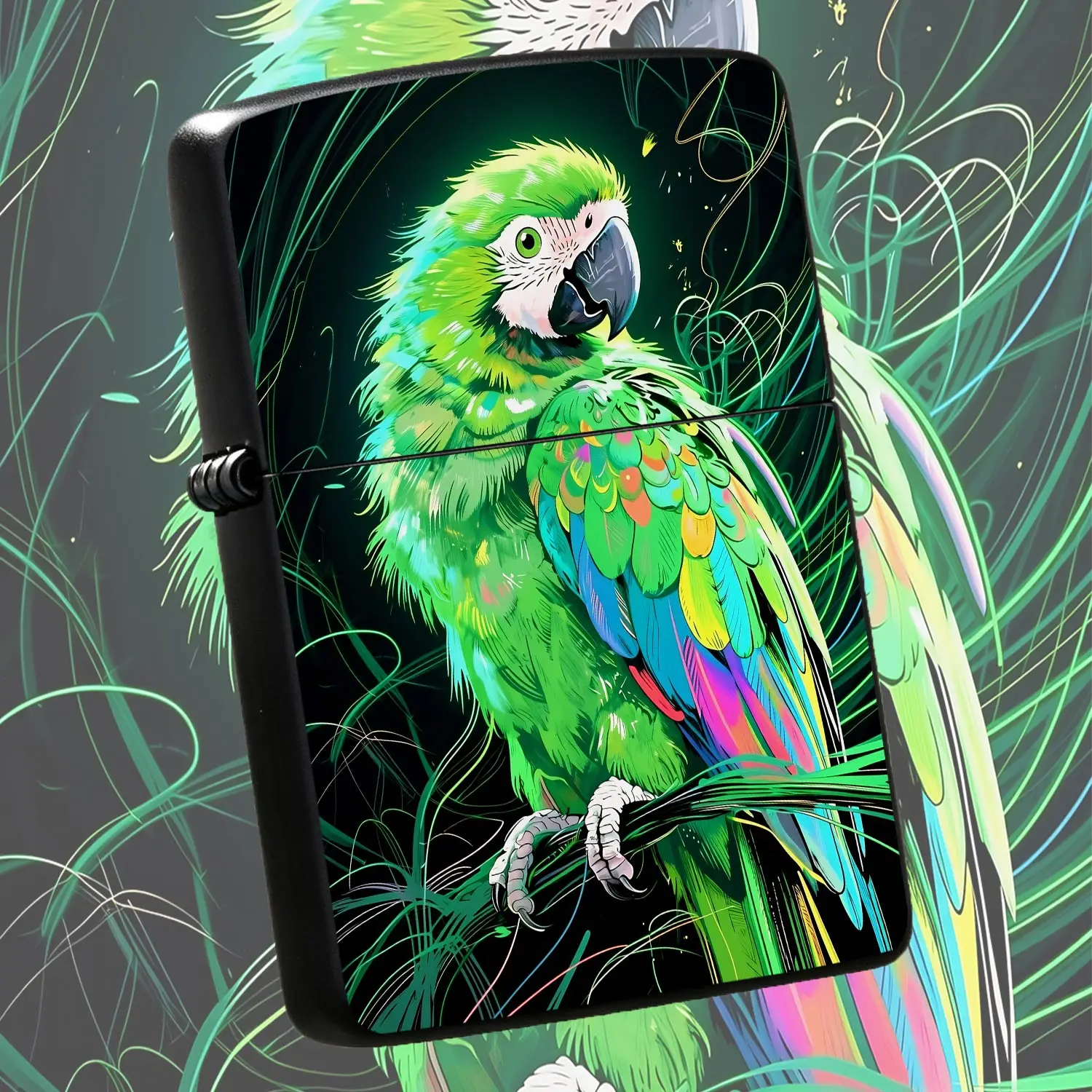 Creative Parrot Pattern Lighter, Vibrant Neon Green Macaw Art Portable Ignition Device, Stylish Jungle Themed Daily Carry Accessory, Ideal Unique Gift For Festivals And Gatherings, Fits All Scenarios To Boost Your Person A Humorous And Inte