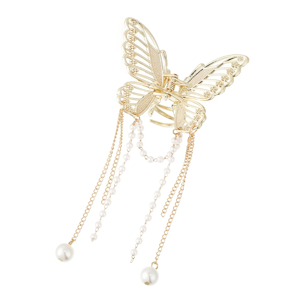 AWAYTR Gegalvaniseerde Vlinder Haar Klauw Clips Legering Haarspelden Meisjes Grote Haai Clips Zilver Haar Krab Koreaanse Haaraccessoires