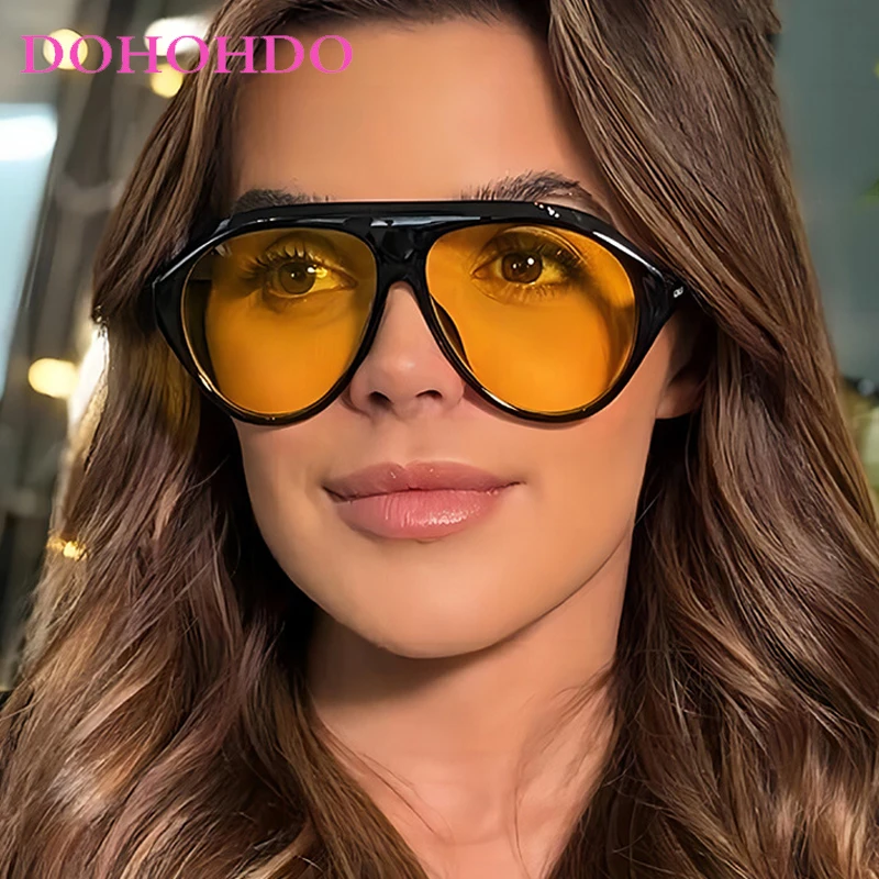 2025 New Fashion Oval Luxury Brand Sunglasses For Women Men Retro Oversized Frame Sun Glasses Trending Shades UV400 Eyeglasses