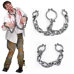 1Pcs Plastic Prisoner Wrist Plastic Wrist Shackles Prison Handcuffs Chain Links for Halloween Cosplay Costume Party Trick Props