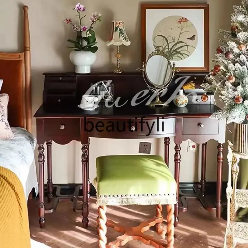 

American country solid wood dressing table medieval dressing integrated table/makeup table07A