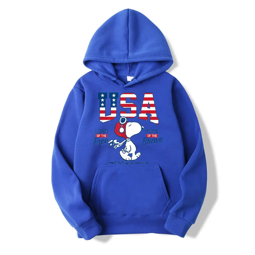 USA Snoopy Free Brave Men Hoodie Cartoon Fashion Women Oversized Sweatshirt Tops Spring Autumn Couple Pullover Clothing