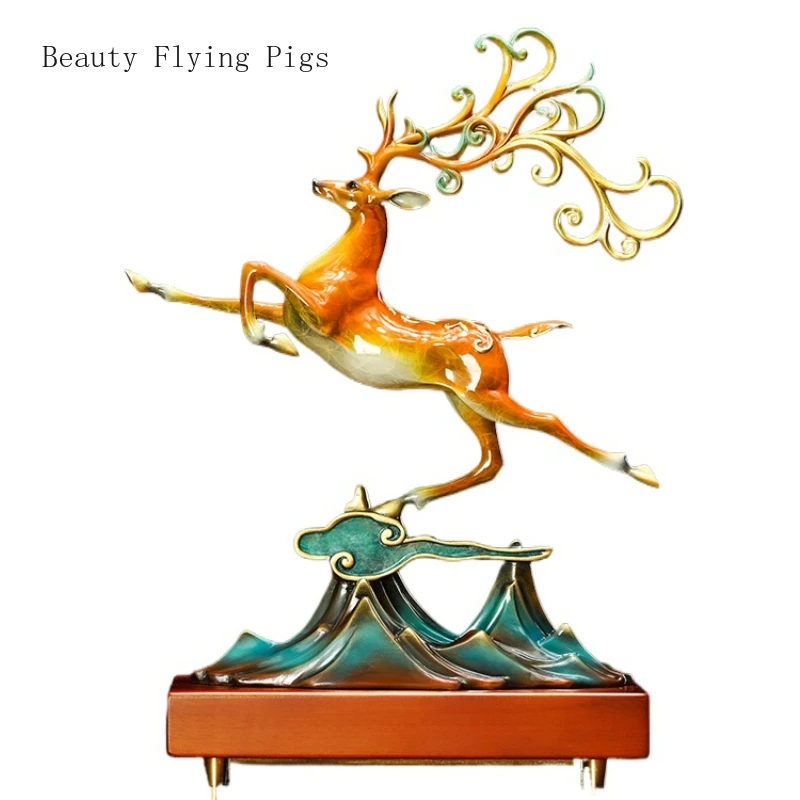 1PCS Metal Road High Rise Deer Decoration High end Living Room Office Crafts Relocation Opening Gift