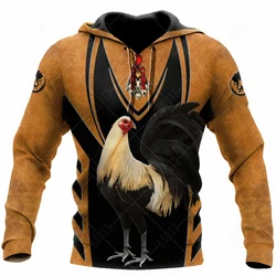 Moletom gráfico de galo mexicano estampado em 3D masculino, tops de manga comprida, streetwear outono, roupas com capuz, moletons mexicanos