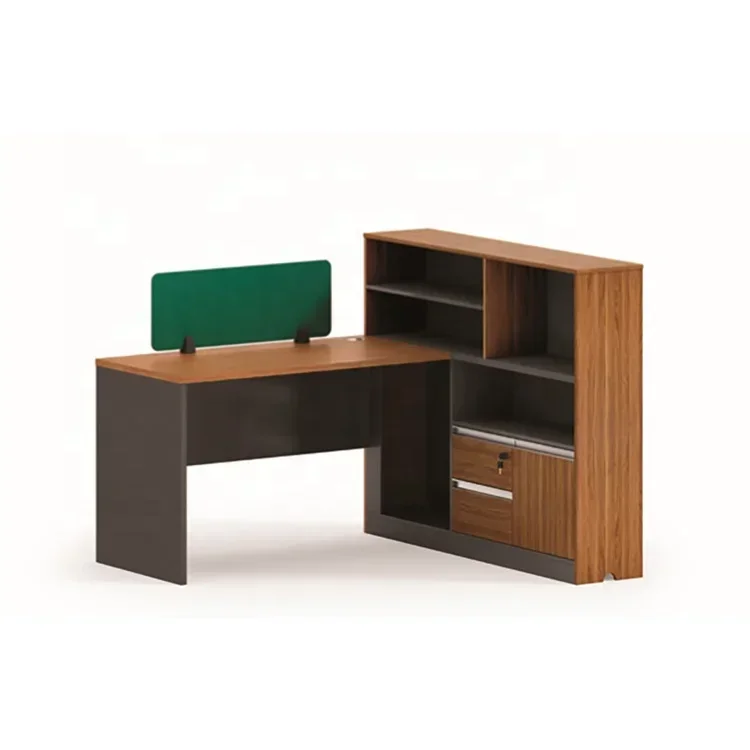 z Comfortable Office Workspace Private Staff Table With Right Side Drawers And Shelf Cheap Wooden Computer Partition Desk For S